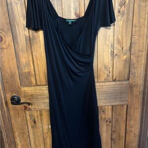Vintage Ralph Lauren black silk Dress 90s Y2K Whimsigoth Fairycore size M